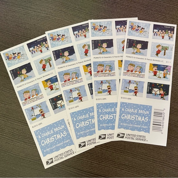 4 “A Charlie Brown Christmas US Forever Stamps ~Ea Booklet contains 20 Total =80 - Picture 1 of 4
